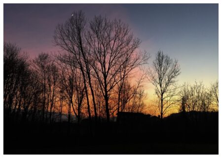 Falce di luna al tramonto